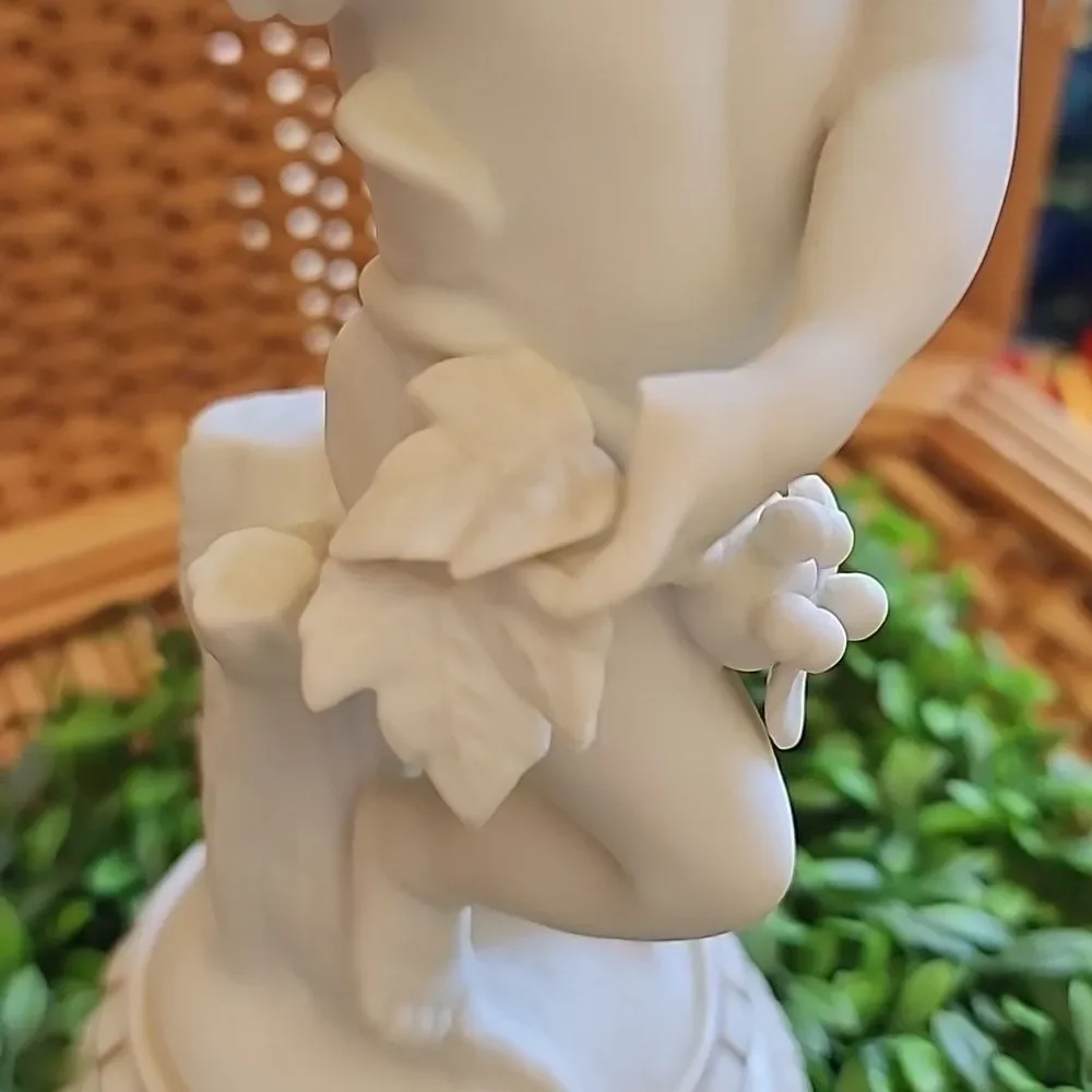 Vintage Bisque Porcelain Cherub Boy Holding Grapes Andrea By Sadek 1952